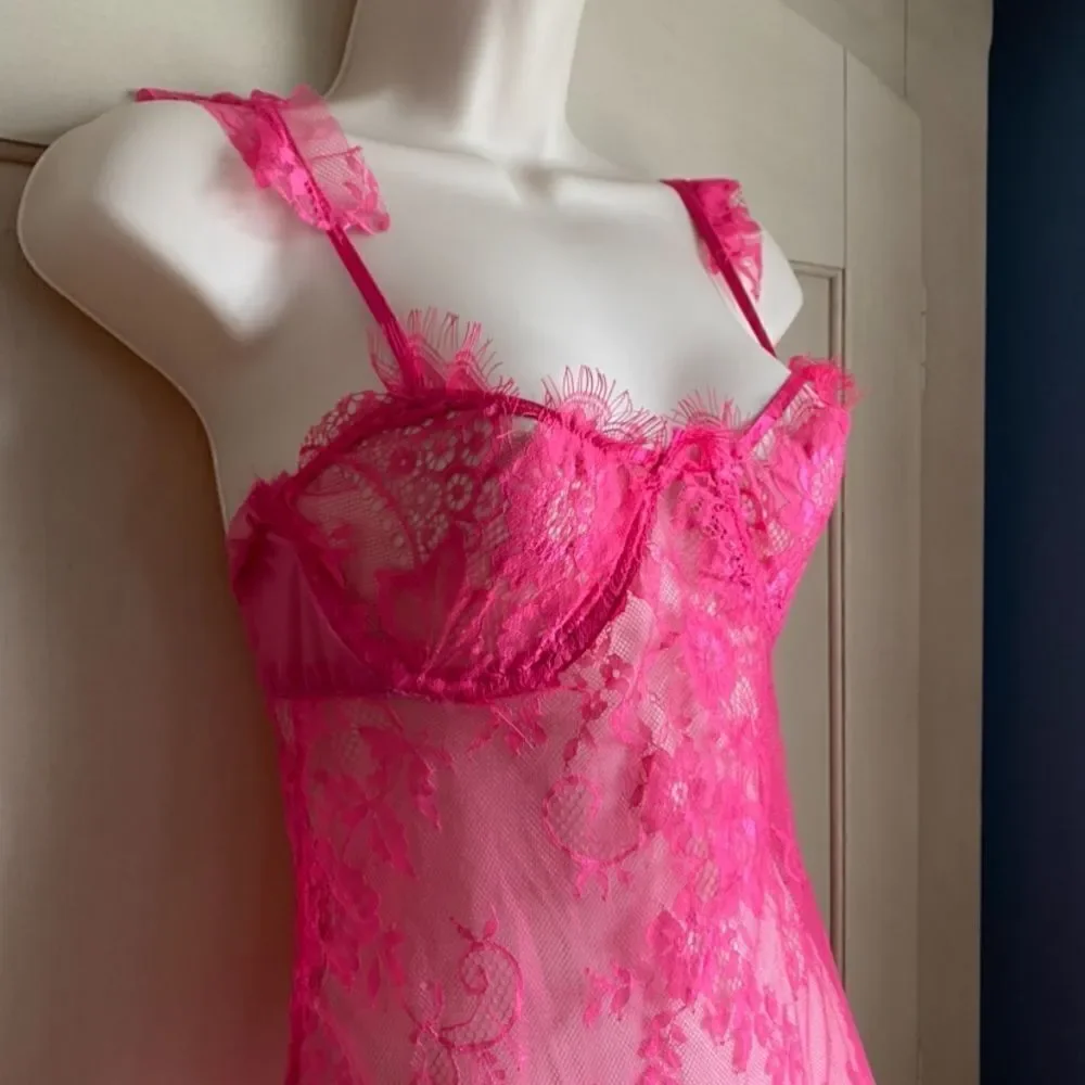 Hot Pink Lace Chemise Nightie